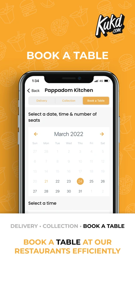 KUKD app shopping cart with selected food items and order total